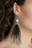 Feathered Flamboyance - Black Earrings - Paparazzi Accessories Earrings Bedazzle Me Pretty Mobile Fashion Boutique