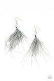 Feathered Flamboyance - Silver Earrings - Paparazzi Accessories Earrings Bedazzle Me Pretty Mobile Fashion Boutique