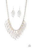 Feathery Foliage - Yellow Necklace - Paparazzi Accessories Necklace Bedazzle Me Pretty Mobile Fashion Boutique