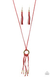 Feel at HOMESPUN - Red Necklace - Paparazzi Accessories Necklace Bedazzle Me Pretty Mobile Fashion Boutique