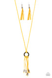Feel at HOMESPUN - Yellow Necklace - Paparazzi Accessories Necklace Bedazzle Me Pretty Mobile Fashion Boutique