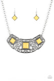 Feeling Inde-PENDANT- Yellow Necklace - Paparazzi Accessories Necklace Bedazzle Me Pretty Mobile Fashion Boutique