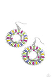 Ferris Wheel Finale - White Earrings - Paparazzi Accessories Earrings Bedazzle Me Pretty Mobile Fashion Boutique