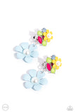 Festive Florals - Blue Clip-On Earrings - Paparazzi Accessories Clip-On Bedazzle Me Pretty Mobile Fashion Boutique