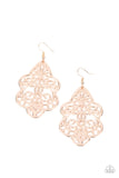 Festive Foliage - Rose Gold Earrings - Paparazzi Accessories Earrings Bedazzle Me Pretty Mobile Fashion Boutique