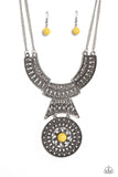 Fetching Filigree - Yellow Necklace - Paparazzi Accessories Necklace Bedazzle Me Pretty Mobile Fashion Boutique