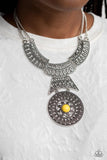 Fetching Filigree - Yellow Necklace - Paparazzi Accessories Necklace Bedazzle Me Pretty Mobile Fashion Boutique