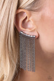 Feuding Fringe - Black Post Earrings - Paparazzi Accessories Post Earrings Bedazzle Me Pretty Mobile Fashion Boutique