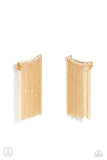 Feuding Fringe - Gold Post Earrings - Paparazzi Accessories Post Earrings Bedazzle Me Pretty Mobile Fashion Boutique