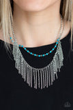 Fierce In Fringe - Blue Necklace - Paparazzi Accessories Necklace Bedazzle Me Pretty Mobile Fashion Boutique