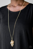 Fiercely Fall - Gold Necklace - Paparazzi Accessories Necklace Bedazzle Me Pretty Mobile Fashion Boutique