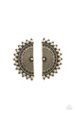 Fiercely Fanned Out - Brass Post Earrings - Paparazzi Accessories Post Earrings Bedazzle Me Pretty Mobile Fashion Boutique