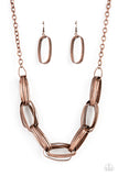 Fiercely Flexing - Copper Necklace - Paparazzi Accessories Necklace Bedazzle Me Pretty Mobile Fashion Boutique
