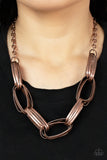 Fiercely Flexing - Copper Necklace - Paparazzi Accessories Necklace Bedazzle Me Pretty Mobile Fashion Boutique
