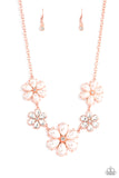 Fiercely Flowering - Copper Necklace - Paparazzi Accessories Necklace Bedazzle Me Pretty Mobile Fashion Boutique
