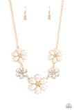 Fiercely Flowering - Gold Necklace - Paparazzi Accessories Necklace FS-Bedazzle Me Pretty Mobile Fashion Boutique