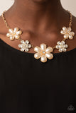 Fiercely Flowering - Gold Necklace - Paparazzi Accessories Necklace FS-Bedazzle Me Pretty Mobile Fashion Boutique