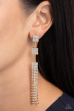 Fiercely Free-Falling - Gold Post Earrings - Paparazzi Accessories Post Earrings Bedazzle Me Pretty Mobile Fashion Boutique