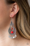 Fiesta Flair - Red Earrings - Paparazzi Accessories Earrings Bedazzle Me Pretty Mobile Fashion Boutique
