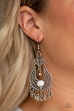 Fiesta Flair - White Earrings - Paparazzi Accessories Earrings Bedazzle Me Pretty Mobile Fashion Boutique
