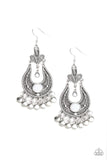 Fiesta Flair - White Earrings - Paparazzi Accessories Earrings Bedazzle Me Pretty Mobile Fashion Boutique