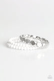 Fiesta Flavor - White Bracelet - Paparazzi Accessories Bracelet Bedazzle Me Pretty Mobile Fashion Boutique