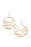 Fighting Fortune - Gold Earrings - Paparazzi Accessories Earrings Bedazzle Me Pretty Mobile Fashion Boutique