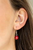 Fine Florals - Red Necklace - Paparazzi Accessories Necklace Bedazzle Me Pretty Mobile Fashion Boutique