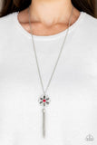 Fine Florals - Red Necklace - Paparazzi Accessories Necklace Bedazzle Me Pretty Mobile Fashion Boutique