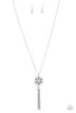 Fine Florals - Silver Necklace - Paparazzi Accessories Necklace Bedazzle Me Pretty Mobile Fashion Boutique