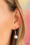 Fine Florals - White Necklace - Paparazzi Accessories Necklace Bedazzle Me Pretty Mobile Fashion Boutique