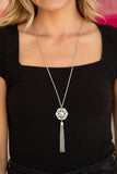 Fine Florals - White Necklace - Paparazzi Accessories Necklace Bedazzle Me Pretty Mobile Fashion Boutique