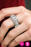 Finest Moment - White Ring - Paparazzi Accessories Ring Bedazzle Me Pretty Mobile Fashion Boutique