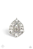 First Class Fairytale - White Ring - Paparazzi Accessories Ring Bedazzle Me Pretty Mobile Fashion Boutique