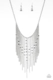 First Class Fringe - Silver Necklace - Paparazzi Accessories Necklace Bedazzle Me Pretty Mobile Fashion Boutique