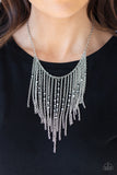 First Class Fringe - Silver Necklace - Paparazzi Accessories Necklace Bedazzle Me Pretty Mobile Fashion Boutique