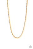 First Rule Of Fight Club - Gold Mens Necklace - Paparazzi Accessories Mens Necklace Bedazzle Me Pretty Mobile Fashion Boutique