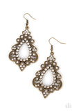 Fit for a DIVA - Brass Earrings - Paparazzi Accessories Earrings Bedazzle Me Pretty Mobile Fashion Boutique