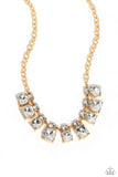 Fitted Fantasy - Gold Necklace - Paparazzi Accessories Necklace Bedazzle Me Pretty Mobile Fashion Boutique