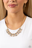 Fitted Fantasy - Gold Necklace - Paparazzi Accessories Necklace Bedazzle Me Pretty Mobile Fashion Boutique