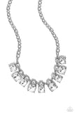 Fitted Fantasy - White Necklace - Paparazzi Accessories Necklace Bedazzle Me Pretty Mobile Fashion Boutique