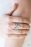 Five Alarm Fire - White Ring - Paparazzi Accessories Ring Bedazzle Me Pretty Mobile Fashion Boutique