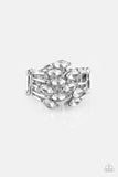 Five Alarm Fire - White Ring - Paparazzi Accessories Ring Bedazzle Me Pretty Mobile Fashion Boutique