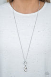 Five-Alarm FIREWORK - White Lanyard - Paparazzi Accessories Lanyard Bedazzle Me Pretty Mobile Fashion Boutique