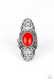 Flair for the Dramatic - Red Ring - Paparazzi Accessories Ring Bedazzle Me Pretty Mobile Fashion Boutique