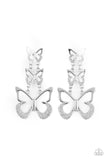 Flamboyant Flutter - White Post Earrings - Paparazzi Accessories Post Earrings FS-Bedazzle Me Pretty Mobile Fashion Boutique