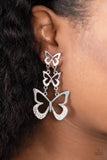 Flamboyant Flutter - White Post Earrings - Paparazzi Accessories Post Earrings FS-Bedazzle Me Pretty Mobile Fashion Boutique