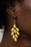 Flamboyant Foliage - Yellow Earrings - Paparazzi Accessories Earrings Bedazzle Me Pretty Mobile Fashion Boutique