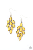 Flamboyant Foliage - Yellow Earrings - Paparazzi Accessories Earrings Bedazzle Me Pretty Mobile Fashion Boutique