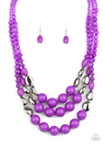 Flamingo Flamboyance - Purple Necklace - Paparazzi Accessories Necklace Bedazzle Me Pretty Mobile Fashion Boutique